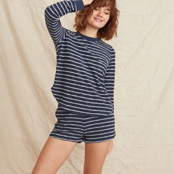Marine Layer • Navy White Stripe Britton Saddle Crew Neck Top - Picture 4 of 4